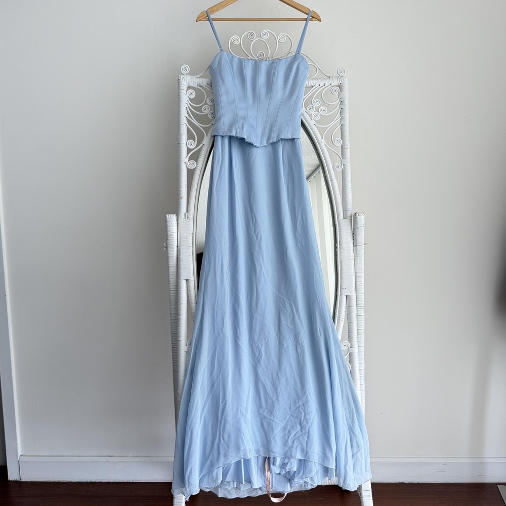 Oh Polly Dress 4 Blue Corset Mermaid Maxi Strapless Formal Evening Gown Wedding - Picture 6 of 14